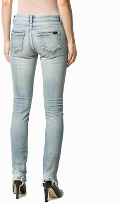 (Women) SAINT LAURENT Slim Fit Solid Blue Denim Jeans 578939YC5074503 Shop (Women) SAINT LAURENT Slim Fit Solid Blue Denim Jeans 578939YC5074503