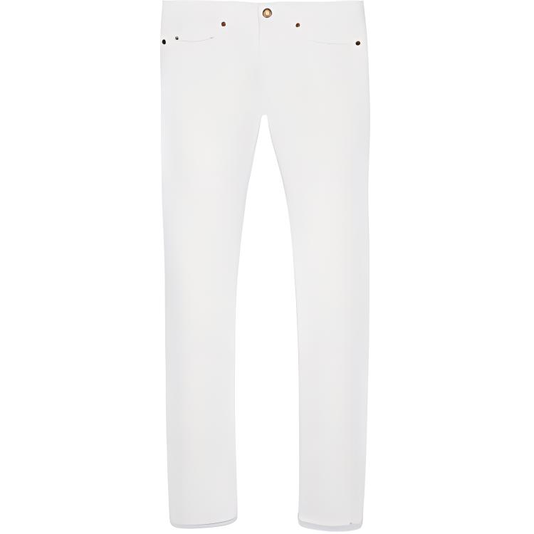 (Women) SAINT LAURENT Slim Fit White Jeans with Zipper Side Pockets. 597052YR8889001