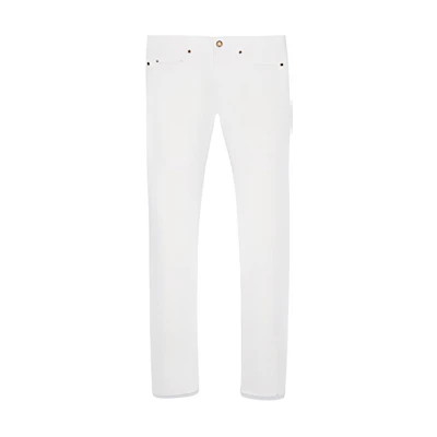(Women) SAINT LAURENT Slim Fit White Jeans with Zipper Side Pockets. 597052YR8889001