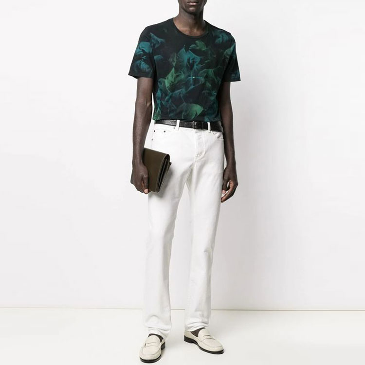 Shop (Women) SAINT LAURENT Slim Fit White Jeans with Zipper Side Pockets. 597052YR8889001