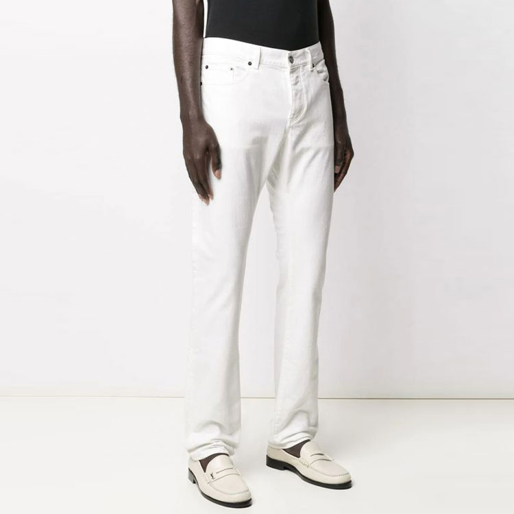 Details for (Women) SAINT LAURENT Slim Fit White Jeans with Zipper Side Pockets. 597052YR8889001