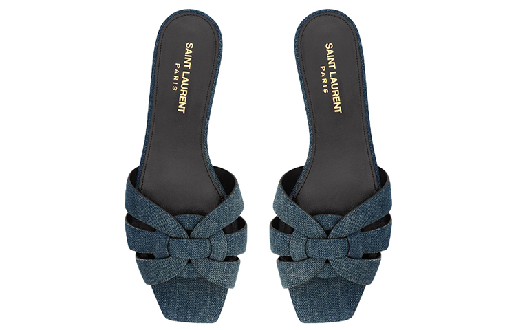 Lookbook (Women) Saint Laurent Slip-On Sandal 'Navy Blue' 592563AAAHS4110
