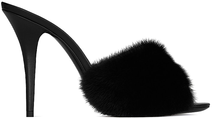 (Women) Saint Laurent Smooth Leather and Mink Fur High-Heeled Fashion Slide 'Black' 650762E0E001000 Order (Women) Saint Laurent Smooth Leather and Mink Fur High-Heeled Fashion Slide 'Black' 650762E0E001000