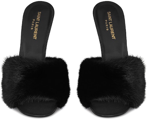 (Women) Saint Laurent Smooth Leather and Mink Fur High-Heeled Fashion Slide 'Black' 650762E0E001000 Shop (Women) Saint Laurent Smooth Leather and Mink Fur High-Heeled Fashion Slide 'Black' 650762E0E001000