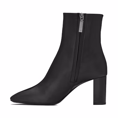 (W) Saint Laurent Smooth Leather Block Heel Ankle Boots 'Black'