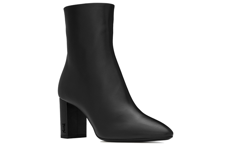 Lookbook (W) Saint Laurent But Kulit Tumit Blok Buku Lali 'Hitam' 5293500RRVV1000