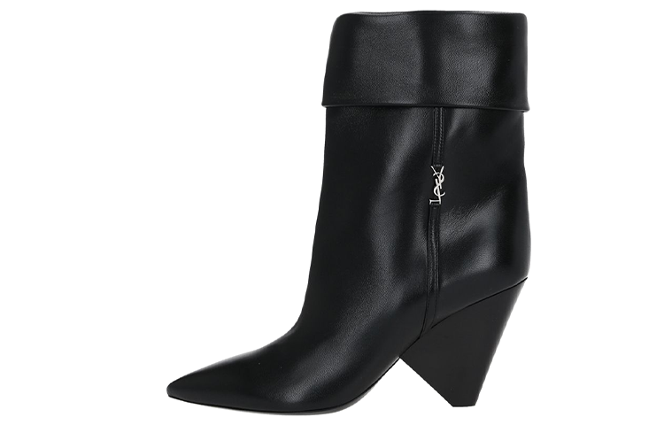 (Women) Saint Laurent Smooth Leather Boots 'Silver Logo Black' 678534AAABA1000