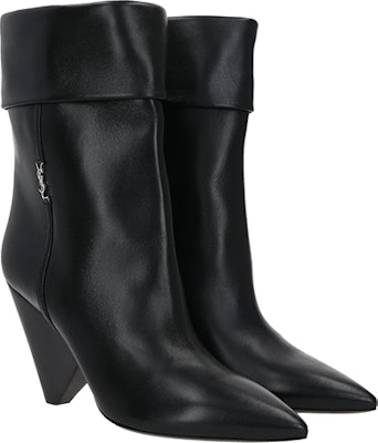 (W) Saint Laurent Boots Kulit Hitam Logo Perak 678534AAABA1000 Order (W) Saint Laurent Boots Kulit Hitam Logo Perak 678534AAABA1000
