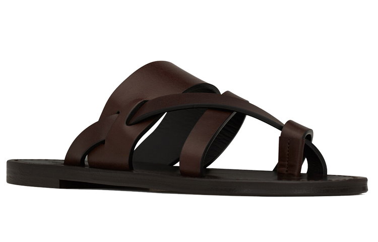 Lookbook (W) サンローラン ブラウンレザーサンダル 671898DWE006023