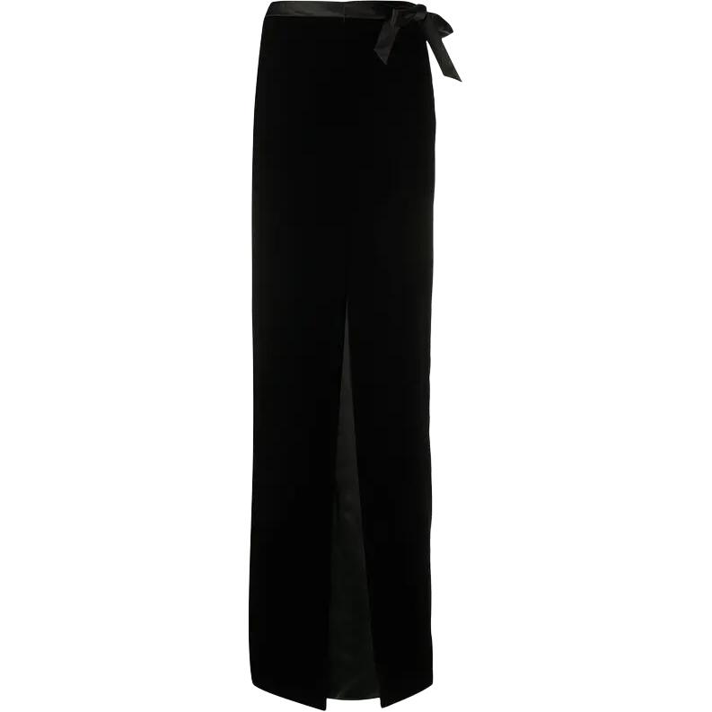 (Women) SAINT LAURENT Solid Velvet A-Line Casual Maxi Skirt 627256Y525R1000