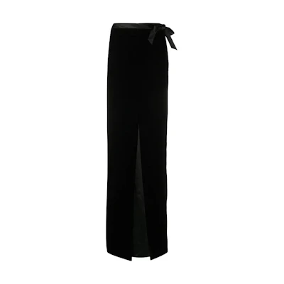 (Women) SAINT LAURENT Solid Velvet A-Line Casual Maxi Skirt 627256Y525R1000