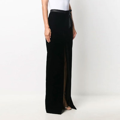(Women) SAINT LAURENT Solid Velvet A-Line Casual Maxi Skirt 627256Y525R1000 Details for (Women) SAINT LAURENT Solid Velvet A-Line Casual Maxi Skirt 627256Y525R1000