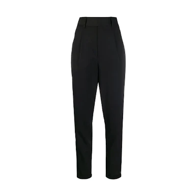 (Women) SAINT LAURENT Solid Wool Casual Pants Black. 585873Y173Q1000
