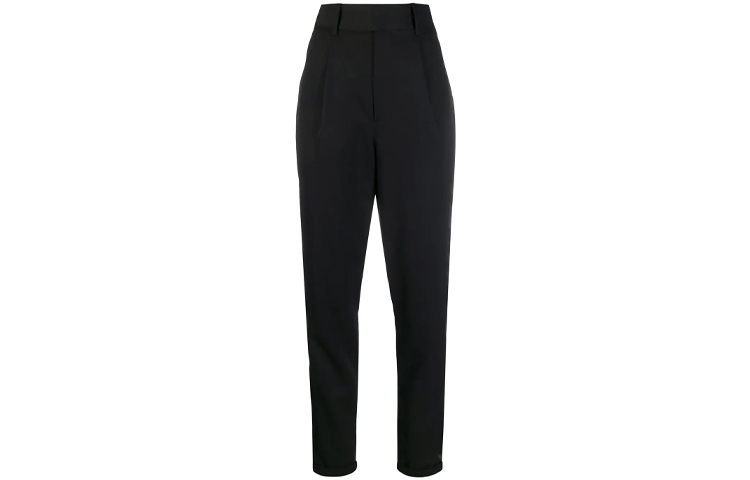 Order (Women) SAINT LAURENT Solid Wool Casual Pants Black. 585873Y173Q1000