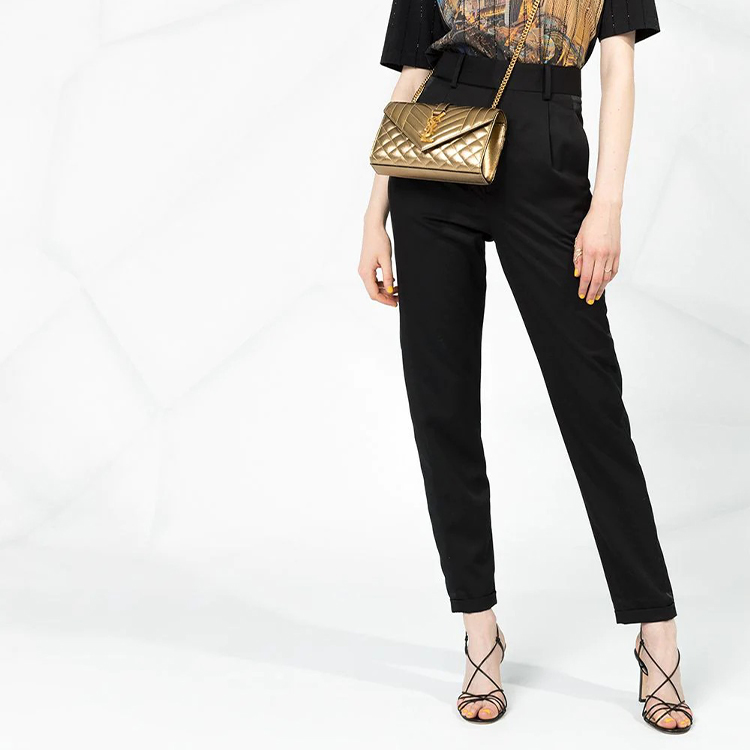 Lookbook (Women) SAINT LAURENT Solid Wool Casual Pants Black. 585873Y173Q1000