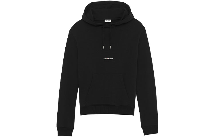 (Women) SAINT LAURENT SS21 Black Cotton Terry Hoodie 464343YB2EZ1035