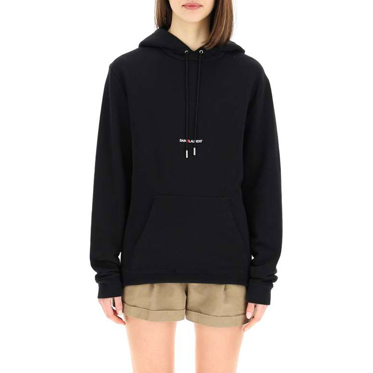 (Women) SAINT LAURENT SS21 Black Cotton Terry Hoodie 464343YB2EZ1035 圖 4