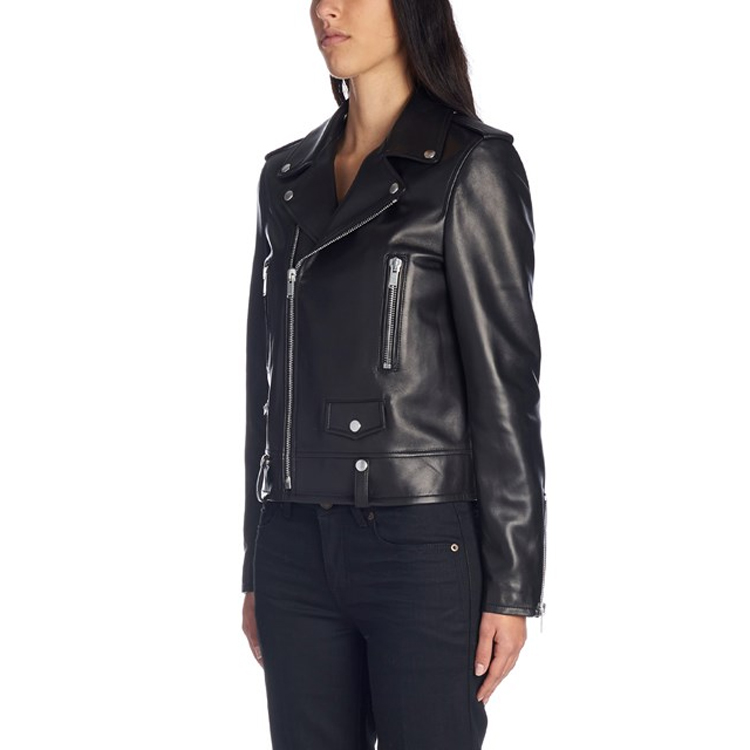 Details for (W) Chaqueta de Cuero Negra SAINT LAURENT SS21 con Tres Bolsillos tipo Biker. 481862Y5YA21000