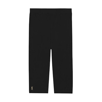 (Women) SAINT LAURENT SS21 Black Ribbed Stretch Biker Shorts. 669535Y75BE1000
