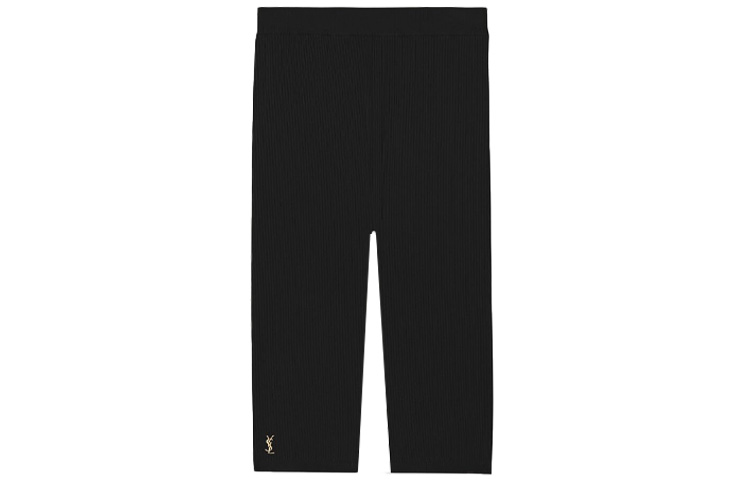 Order (W) SAINT LAURENT SS21 Celana Pendek Hitam Ribbed Stretch Biker. 669535Y75BE1000