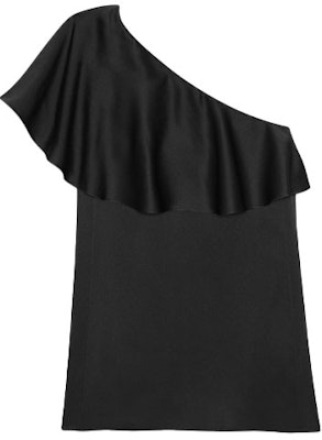 (W) SAINT LAURENT SS21 Vestido Mini Negro Sin Mangas con Volantes y Un Hombro 645996Y5C441000 Lookbook (W) SAINT LAURENT SS21 Vestido Mini Negro Sin Mangas con Volantes y Un Hombro 645996Y5C441000