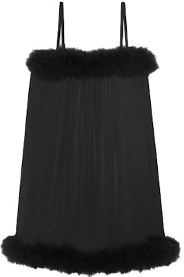 (W) Vestido Mini Sin Mangas Plisado con Plumas SAINT LAURENT SS21 Negro 657715Y720W1000 Lookbook (W) Vestido Mini Sin Mangas Plisado con Plumas SAINT LAURENT SS21 Negro 657715Y720W1000