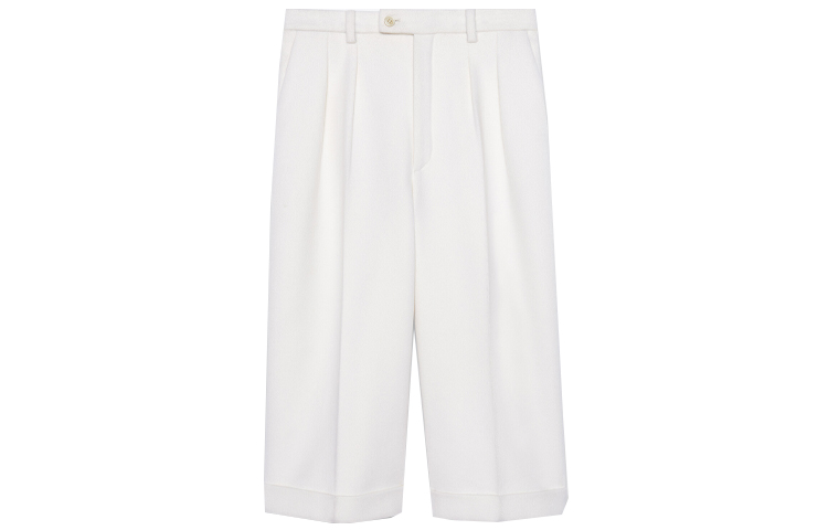 Order (W) SAINT LAURENT SS21 Seluar Pendek Flanel Putih Gaya Kasual. 640224Y3B459601