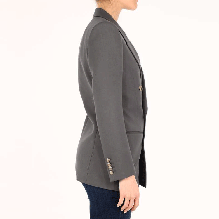 Sizing (W) SAINT LAURENT SS21 Blazer Wol Abu-Abu Double-Breasted Gabardine Jaket 648754Y7B731460