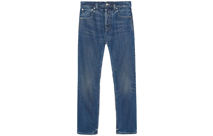 Order (Women) SAINT LAURENT SS21 High-Waisted Straight Cropped Jeans Women - Blue 648437Y996C4152