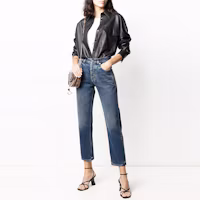 Shop (W) SAINT LAURENT SS21 高腰直筒九分牛仔褲 女款 - 藍色 648437Y996C4152