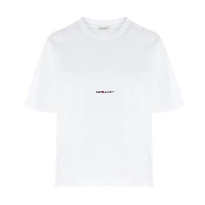 (Women) Saint Laurent SS21 Logo Cotton Short Sleeve Regular T-Shirt Women White 460876YB2DQ9000