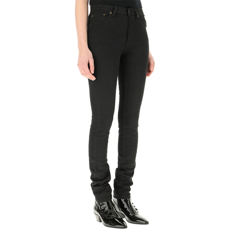 Shop (Women) Saint Laurent SS21 Slim-Fit Stretch Jeans Black. 527379YO5001080
