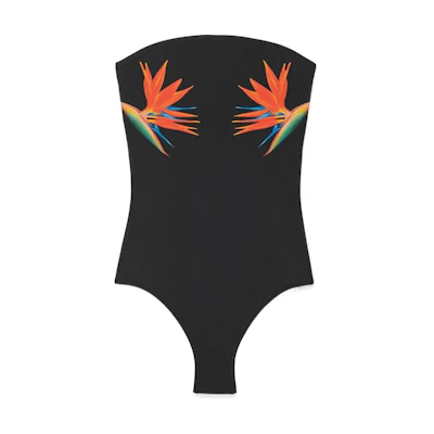 (Women) SAINT LAURENT SS22 Black Solid Color Stylish One-Piece Swimsuit. 687562Y36RZ1000