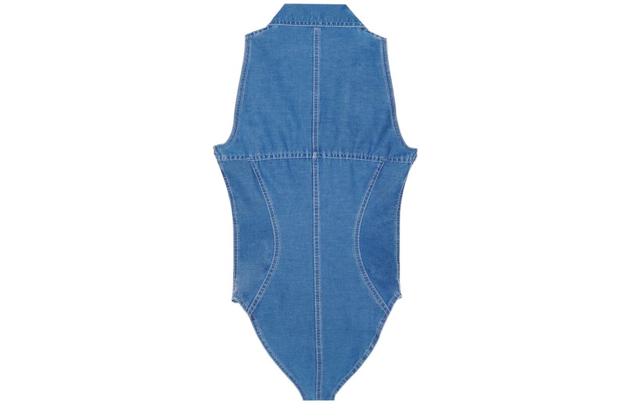 Lookbook (W) SAINT LAURENT SS22 Jumpsuit Denim Biru Tanpa Lengan 695165Y08JA4318