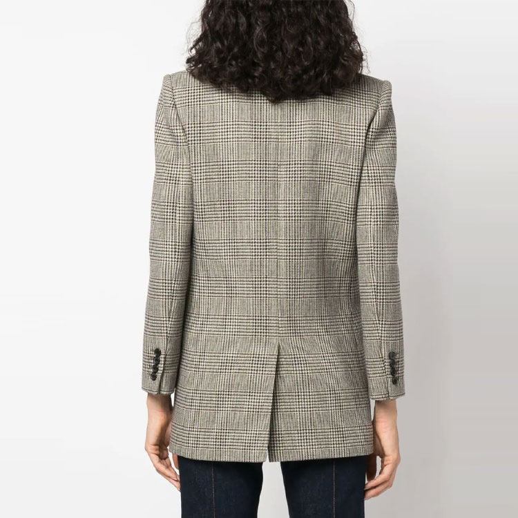 Purchase (W) SAINT LAURENT SS22 Coklat Kot Plaid Single-Button Blazer Lurus. 710303Y5F103247