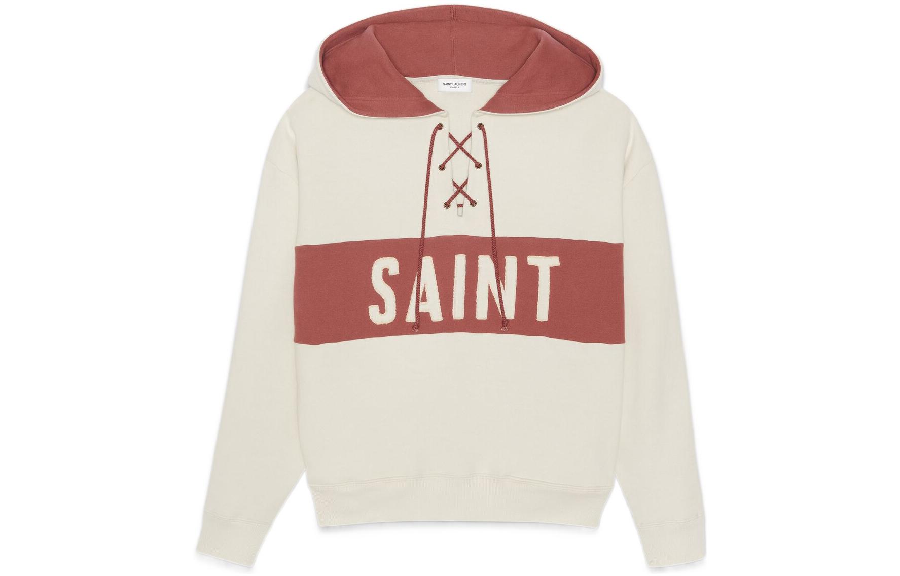 Buy (Women) SAINT LAURENT SS22  Colorblock Letter Print Pullover Hoodie Multicolor. 697678Y36VZ9355