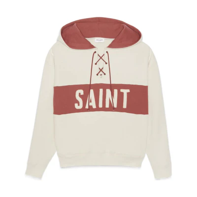 (Women) SAINT LAURENT SS22 Colorblock Letter Print Pullover Hoodie Multicolor. 697678Y36VZ9355