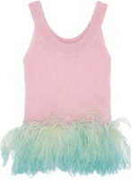 (Women) Saint Laurent SS22 Pink Mohair Wool Feather Trim Strapless Top. 690801Y75NL5455 (Women) Saint Laurent SS22 Pink Mohair Wool Feather Trim Strapless Top. 690801Y75NL5455