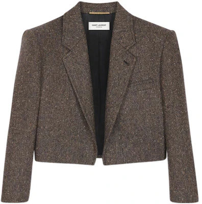 (W) SAINT LAURENT SS22 Blazer Corak V-Pendek Warna Mocha 692479Y7E582013 Order (W) SAINT LAURENT SS22 Blazer Corak V-Pendek Warna Mocha 692479Y7E582013