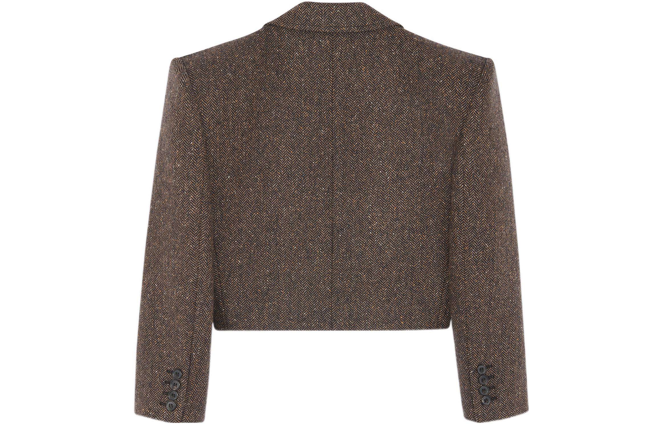 Lookbook (W) SAINT LAURENT SS22 Blazer Corak V-Pendek Warna Mocha 692479Y7E582013