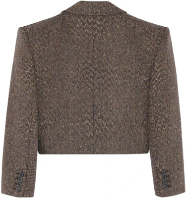 (W) SAINT LAURENT SS22 Blazer Corak V-Pendek Warna Mocha 692479Y7E582013 Lookbook (W) SAINT LAURENT SS22 Blazer Corak V-Pendek Warna Mocha 692479Y7E582013