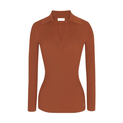 (Women) SAINT LAURENT SS22 Slim Fit V-Neck Knit Pullover Brown 705400Y75PU2005