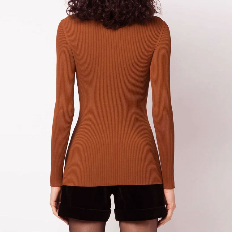 (Women) SAINT LAURENT SS22  Slim Fit V-Neck Knit Pullover Brown 705400Y75PU2005 圖 5