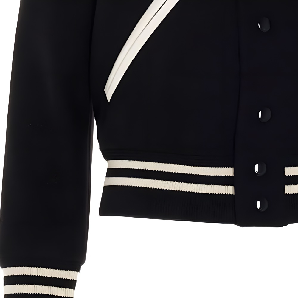 Cheap (W) SAINT LAURENT 春夏22 黑色泰迪棒球夹克 376283Y180W1900