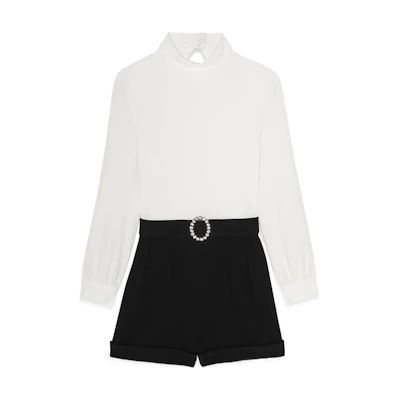 (Women) SAINT LAURENT SS22 Backless Long Sleeve Jumpsuit Women’s White 691289Y012W9601