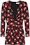 Order (Women) Saint Laurent SS22 Floral Print V-Neck Long Sleeve Mini Dress Women Black Red 701248Y6E711376