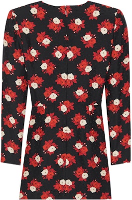 (Women) Saint Laurent SS22 Floral Print V-Neck Long Sleeve Mini Dress Women Black Red 701248Y6E711376 Lookbook (Women) Saint Laurent SS22 Floral Print V-Neck Long Sleeve Mini Dress Women Black Red 701248Y6E711376