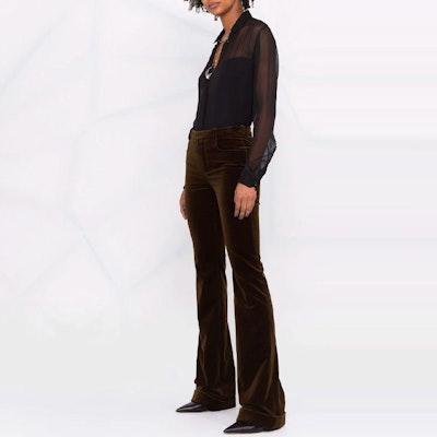 (W) SAINT LAURENT SS22 Pantalones Acampanados de Tiro Alto Terciopelo Marrón 679953Y615W2037 Purchase (W) SAINT LAURENT SS22 Pantalones Acampanados de Tiro Alto Terciopelo Marrón 679953Y615W2037