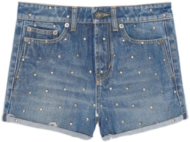 (Women) SAINT LAURENT SS22 High-Waisted Studded Denim Shorts Women Blue 684418Y893V4997 (Women) SAINT LAURENT SS22 High-Waisted Studded Denim Shorts Women Blue 684418Y893V4997