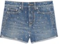 Order (Women) SAINT LAURENT SS22 High-Waisted Studded Denim Shorts Women Blue 684418Y893V4997